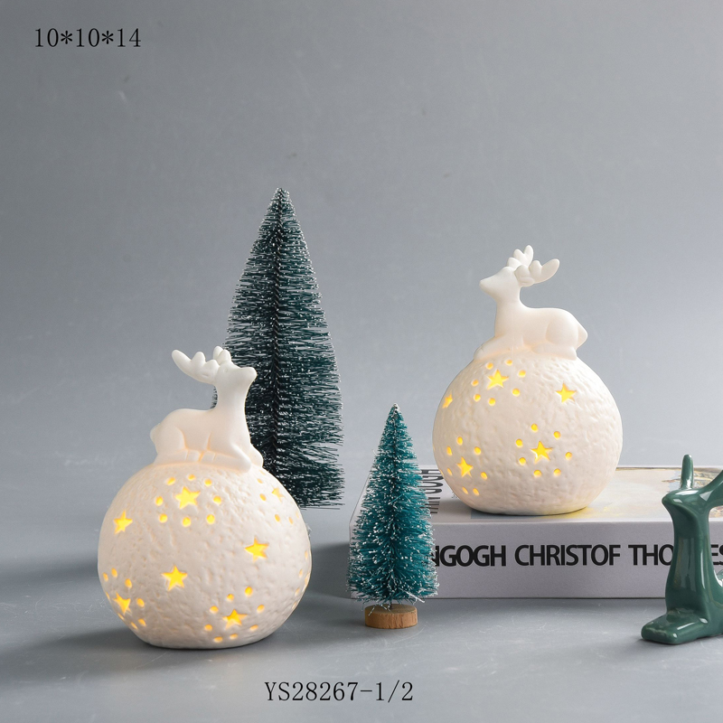 Porcelain Chrismas Decoration with LED Light - WCD240001