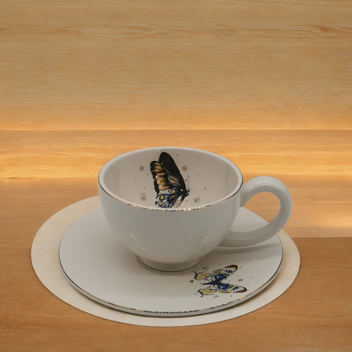 Ceramic Coffee Cup with Saucer - WK240007