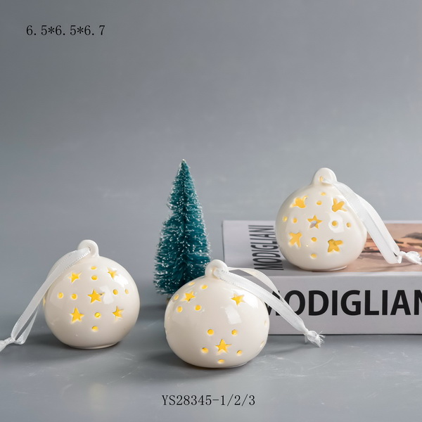 Porcelain Chrismas Hanging Decoration with LED Light - WCD240011