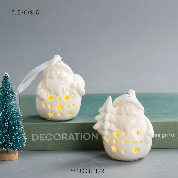 Porcelain Chrismas Hanging Decoration with LED Light - WCD240009