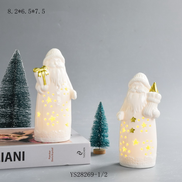 Porcelain Chrismas Decoration with LED Light - WCD240002