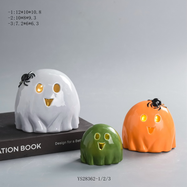 Porcelain Halloween Decoration with LED Light - WHD240002